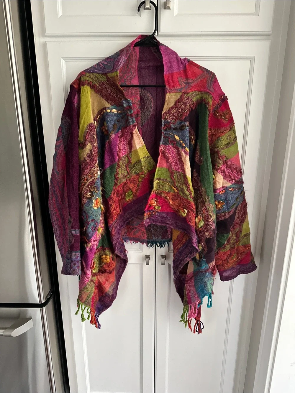 Anu Multicolor Wool Jacket Art to Wear Boho size XL